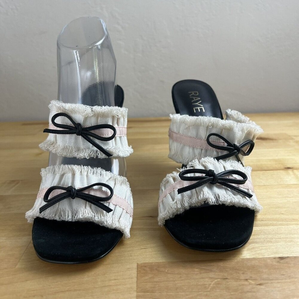 Raye Imogen Sandal Pastel Pink Black Smocked Heels Size‎ 8.5 NEW - Picture 4 of 13